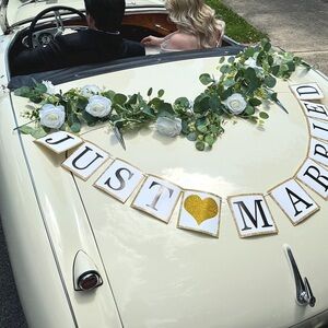 Artificial rose and eucalyptus garland
